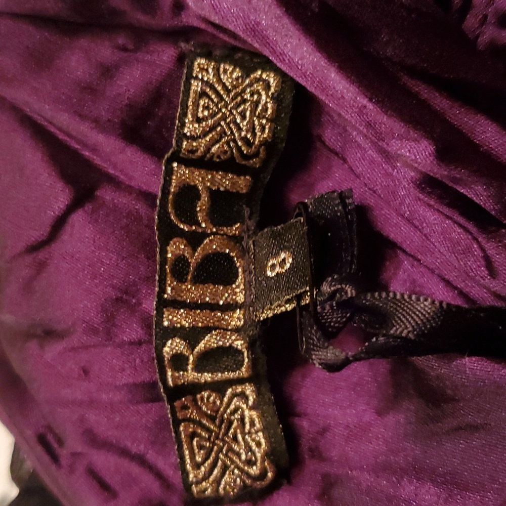 Silk Maxi BIBA Butterfly Beaded Purple Flutter Dress Mid Arm Flutter Sleeves - Picture 6 of 10